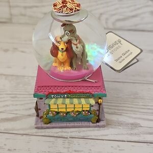 Disney Store Lady and the Tramp Snow Globe Tony’s Restaurant NEW Tag No Box
